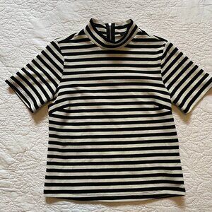 Forever 21 Striped Mock Neck Short Sleeve Top